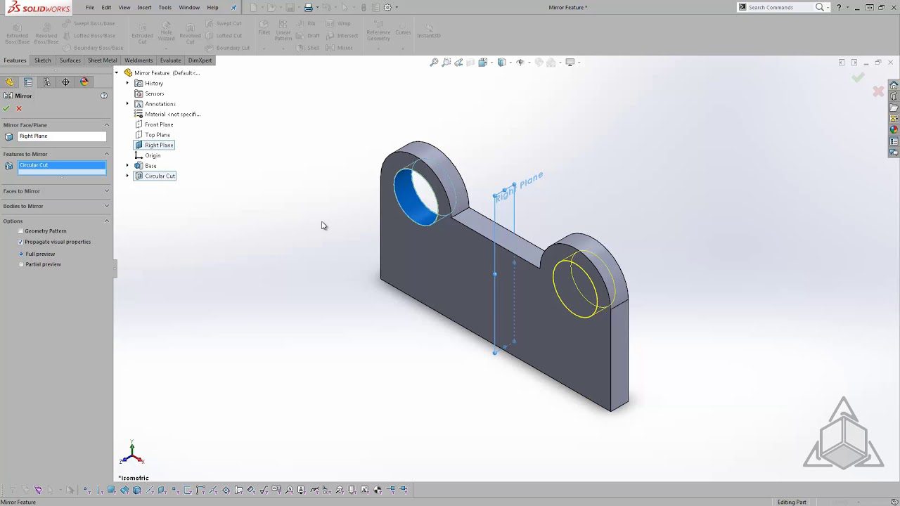 How to Mirror an Object in Solidworks