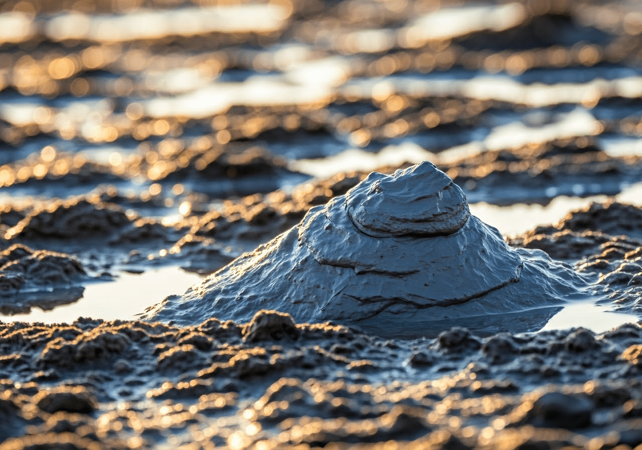 Close-up of bentonite clay with water.